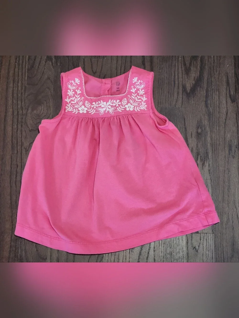 GAP Girls Top with White Floral Embroidery